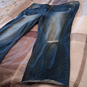 Distressed size 22 blue jeans wildflower